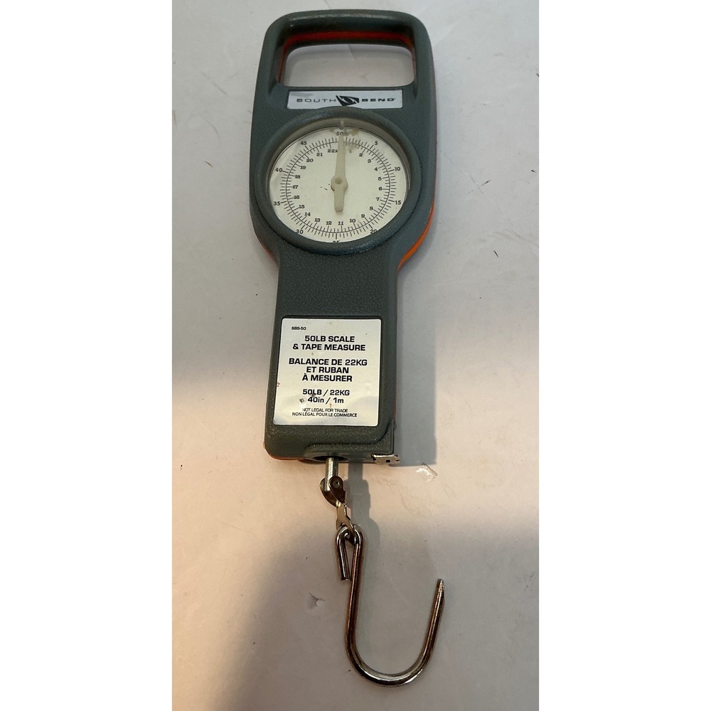 South Bend Fishing Scale Tape Measure 50lb 22kg SBS-50 Grey Portable Analog Hook